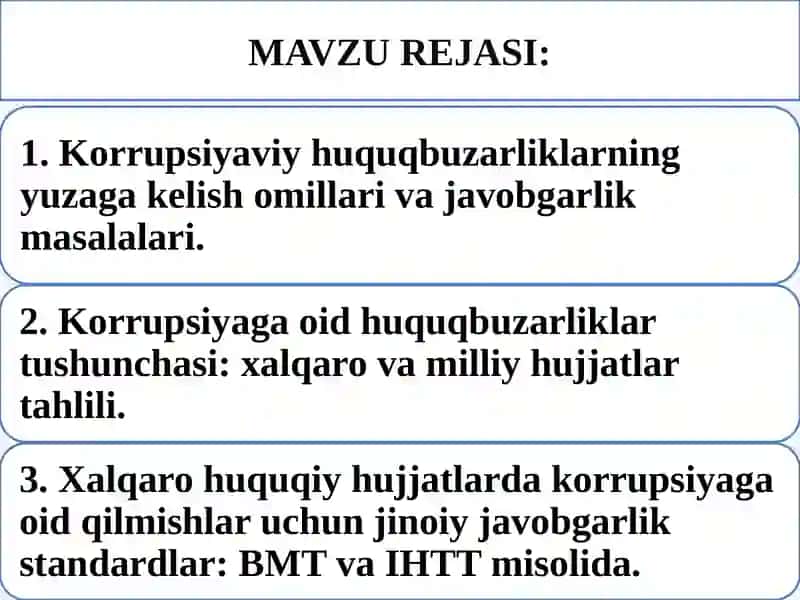 Korrupsiyaga oid HuquqBuzarliklar uchun Javobgarlik va uning huquqiy asoslari 2
