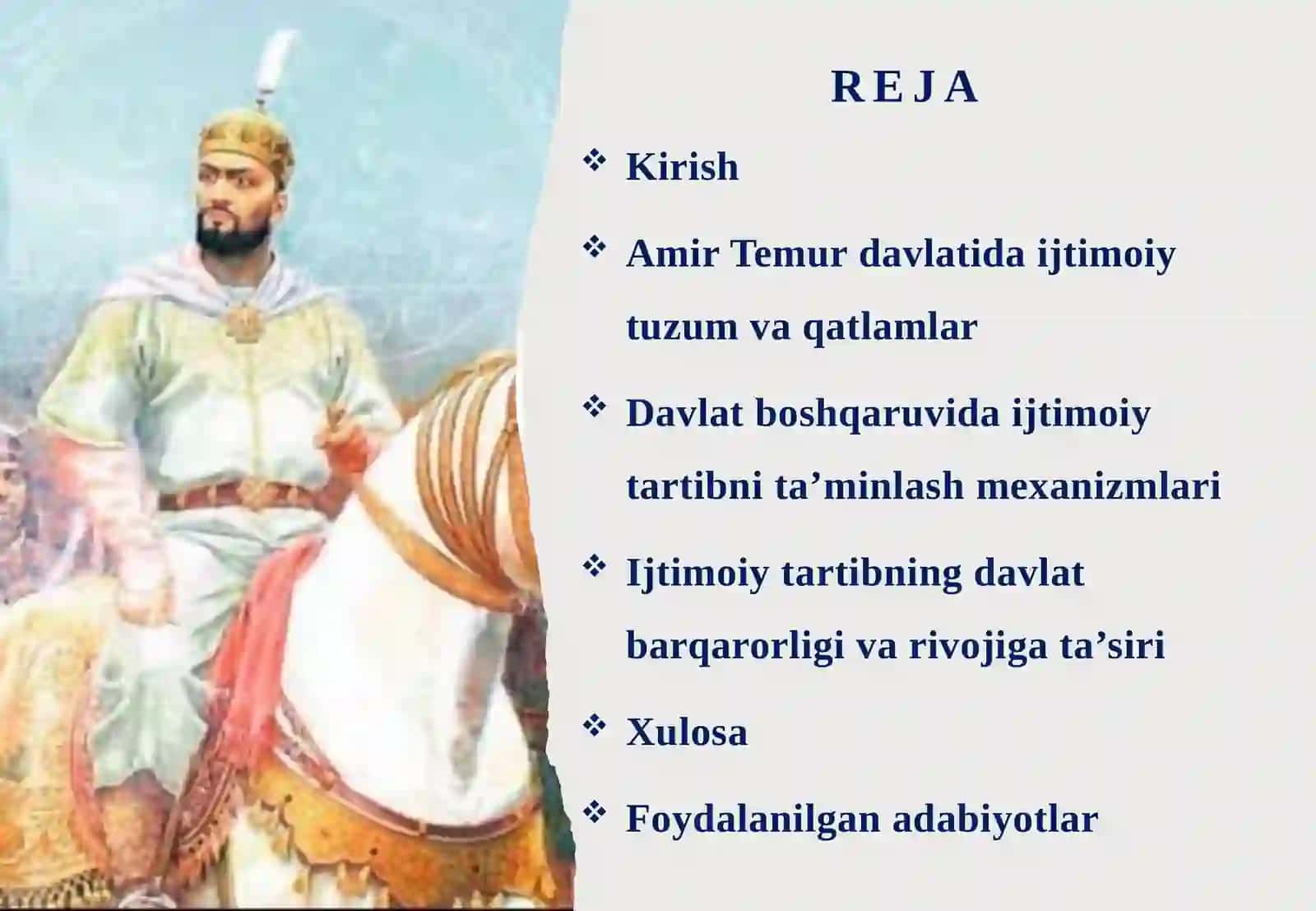 Amir Temur davlatidagi ijtimoiy tartib 2