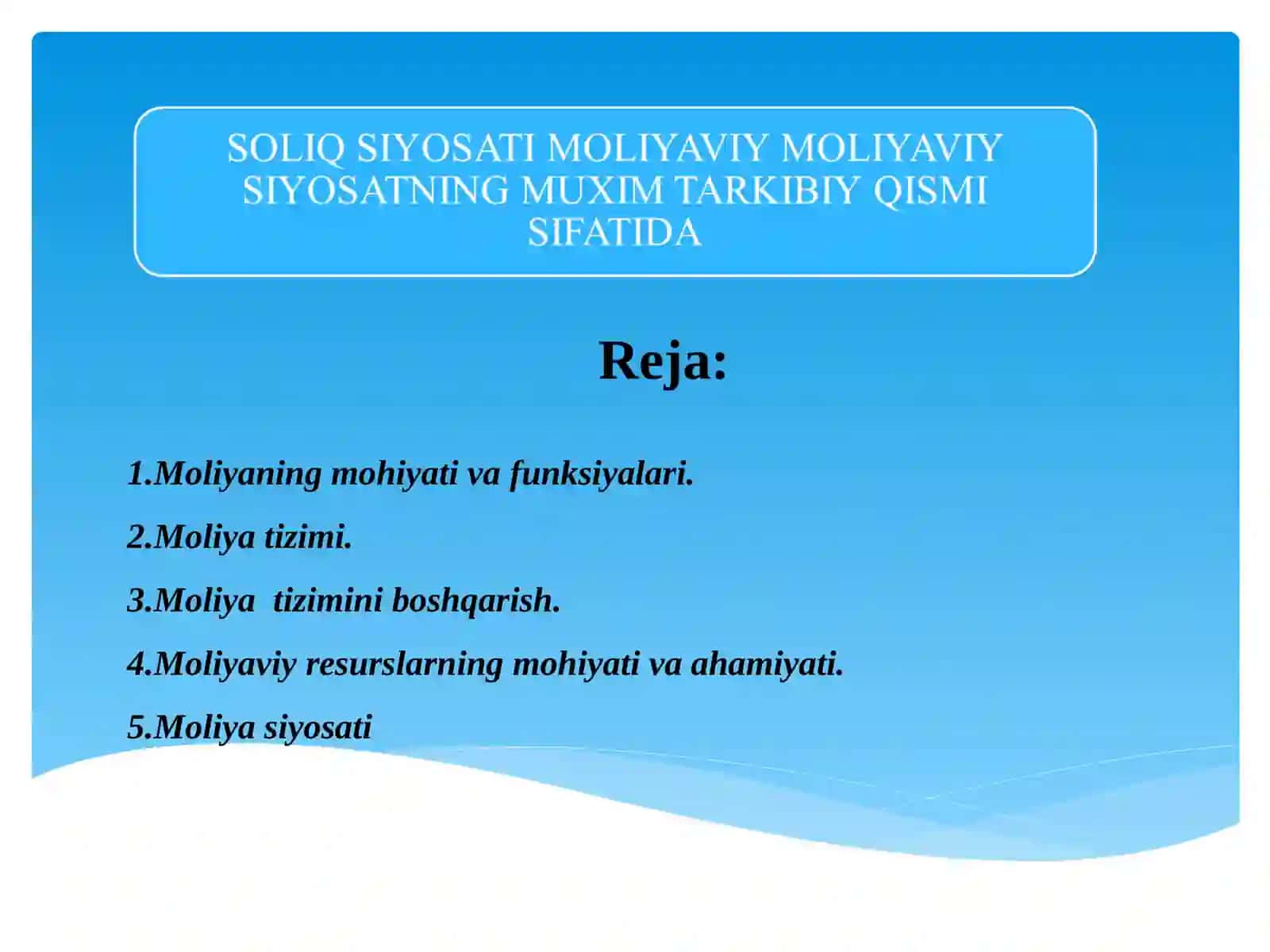 Moliyaning mohiyati va funksiyalari 2
