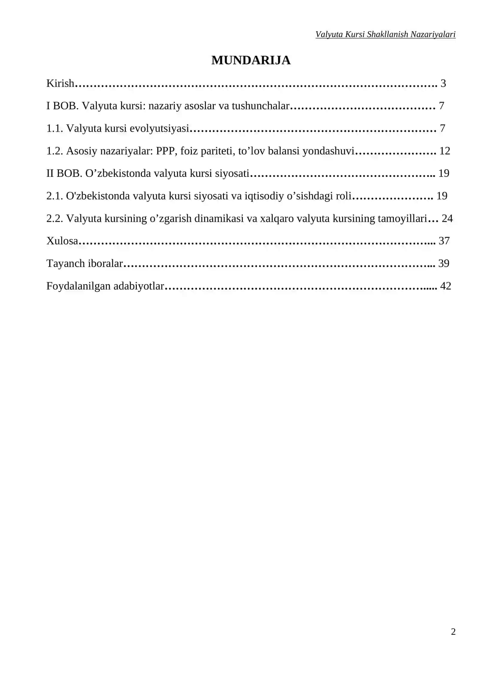 Valyuta Kursi Shakllanish Nazariyalari 2