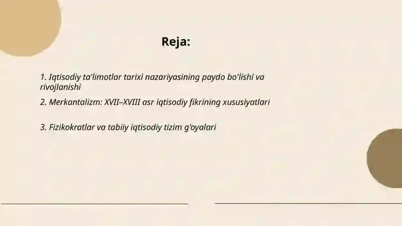IQTISODIY TALIMOTLAR TARIXI HAQDA TUWUNCHA 2