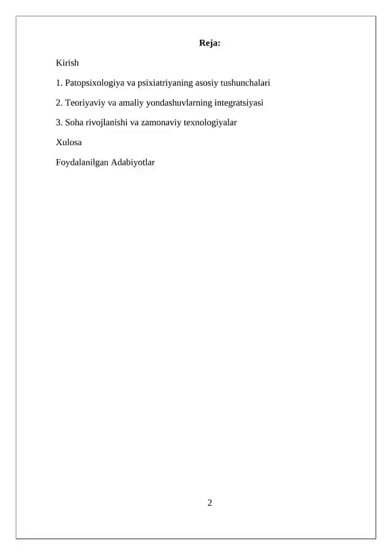PATOPSIXOLOGIYANING PSIXIATRIYA BILAN BOʻLGAN MUNOSABATI 2