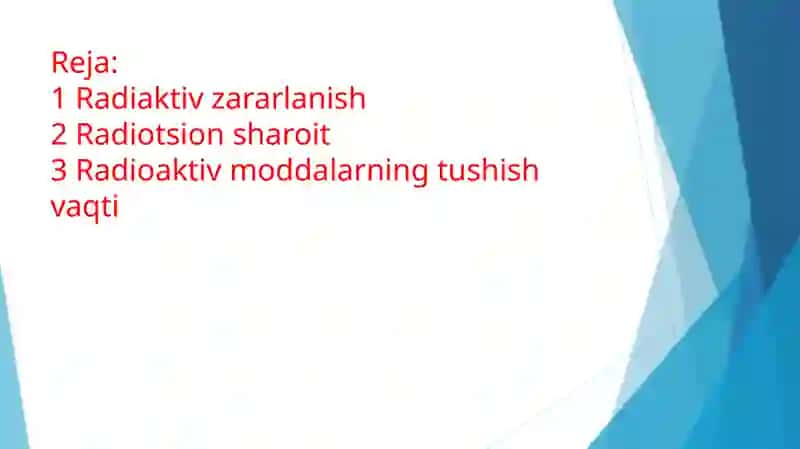 Favqulotda vaziyatni baholash. Radiatsion holat. Radioaktiv zararlanish manbalari. Yadroviy portlashomillari 2