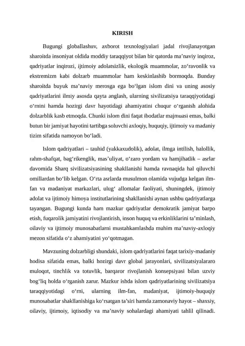 Islom qadriyatlari 2