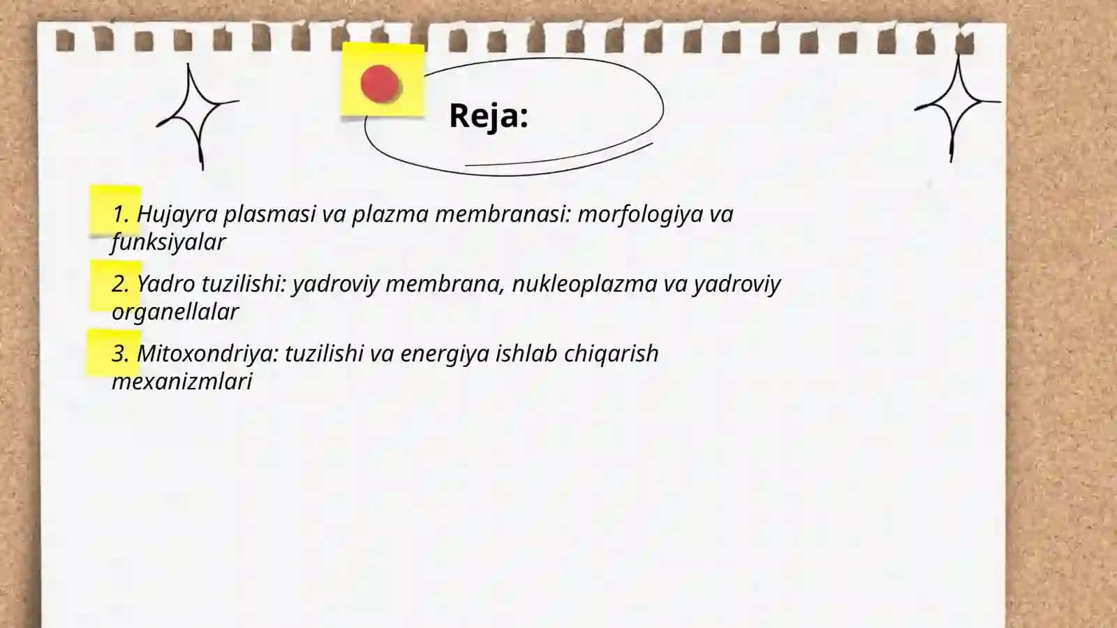 Hujayra tuzilishi.Hujayra nazariyasi.Hayvon va odam xromosomalarning morfofunksional xarasteristikasi 2