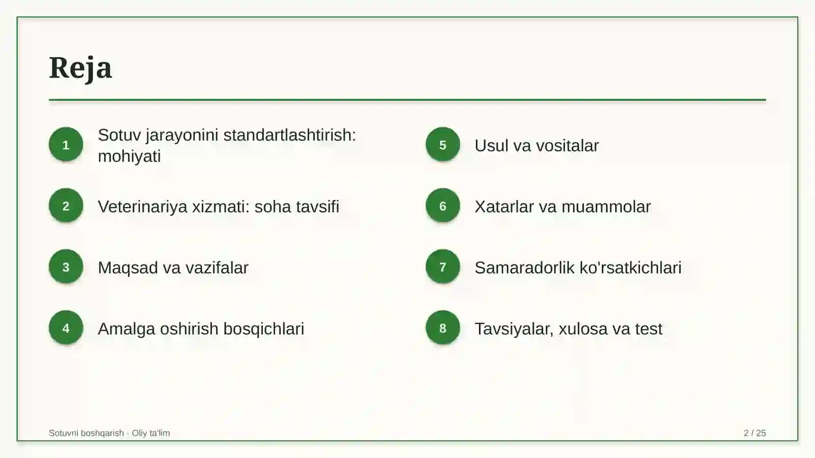 veterinariya xizmatida sotuv jarayonini standartlashtirish 1289 2