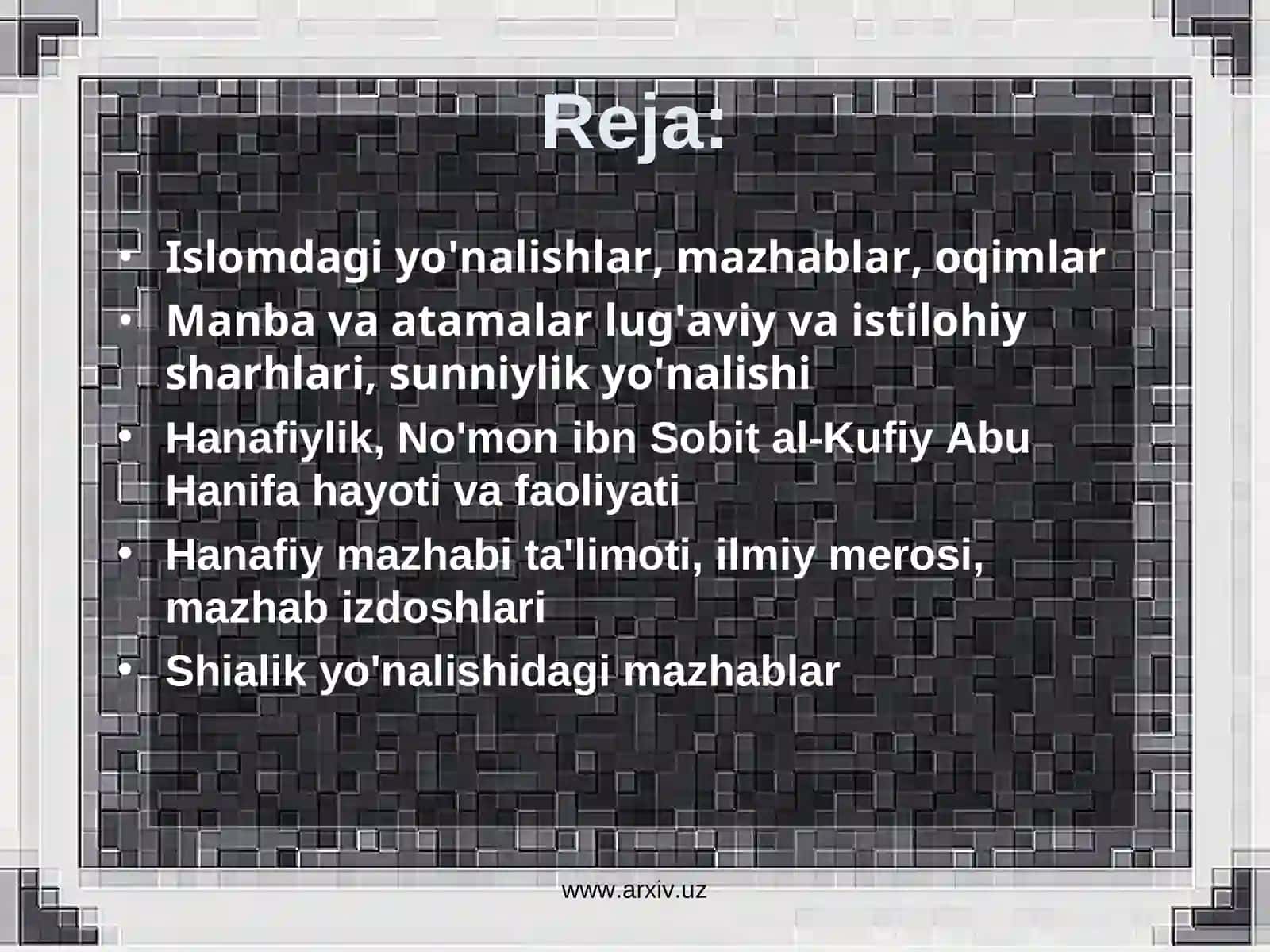 Islom mazhablari 2