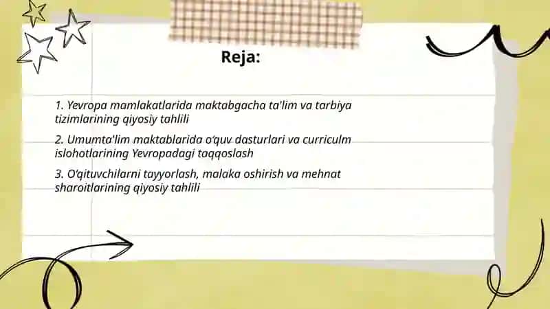 Yevropa mamlakatlari talim tarbiya masalalarining olib borilishi va qiyosiy tahlil 2