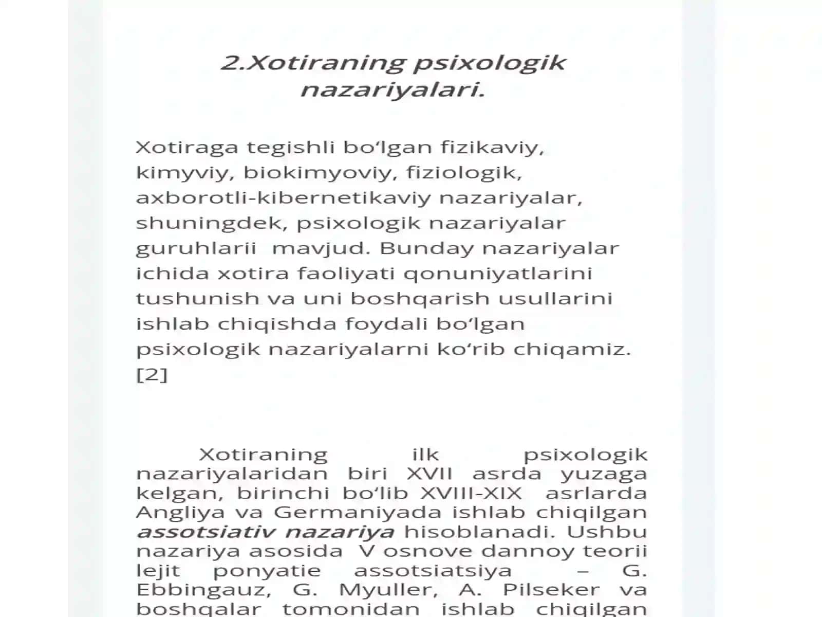 Xotira haqida umumiy tushuncha va nervfeziologiyasi 2