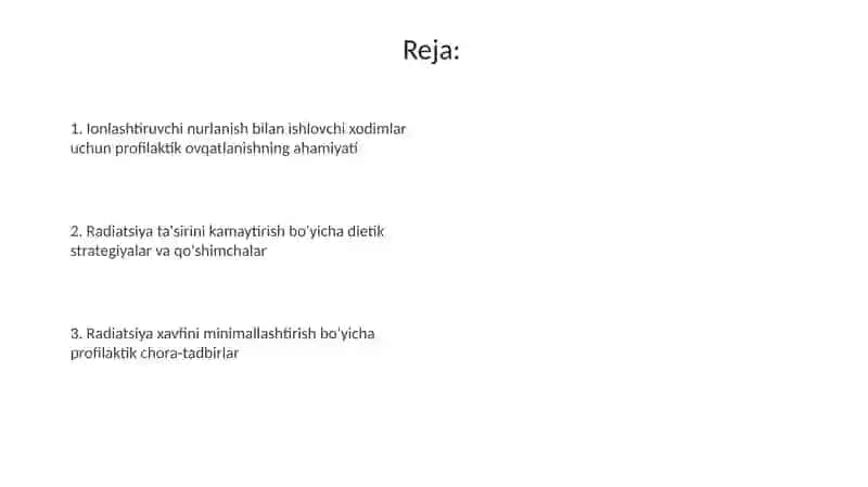 Ionlashtiruvchi nurlanish bilan ishlovchi xodimlar uchun profilaktik ovqatlanishning ahamiyati 2