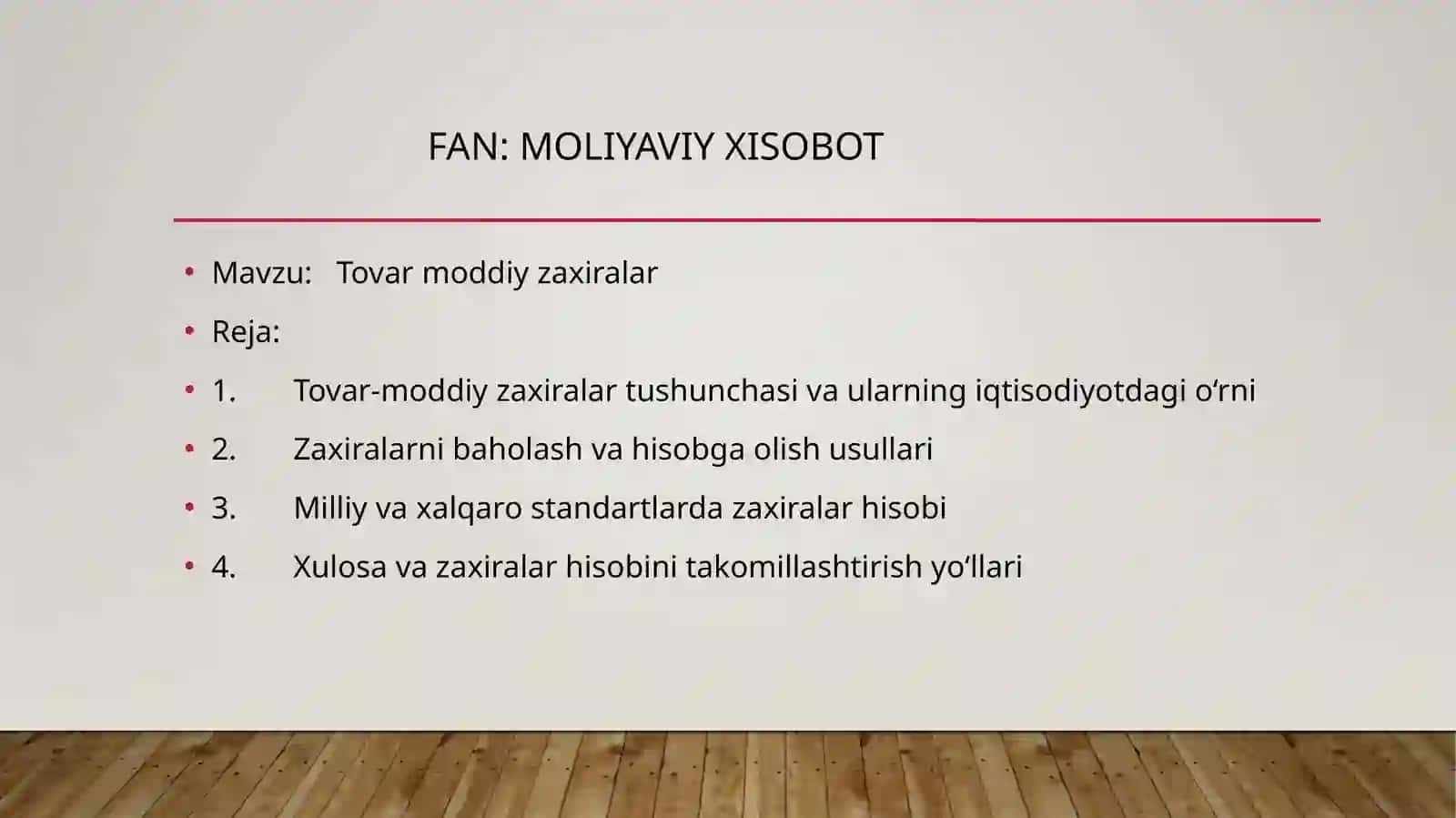 Tovar-moddiy zaxiralar hisobi 2
