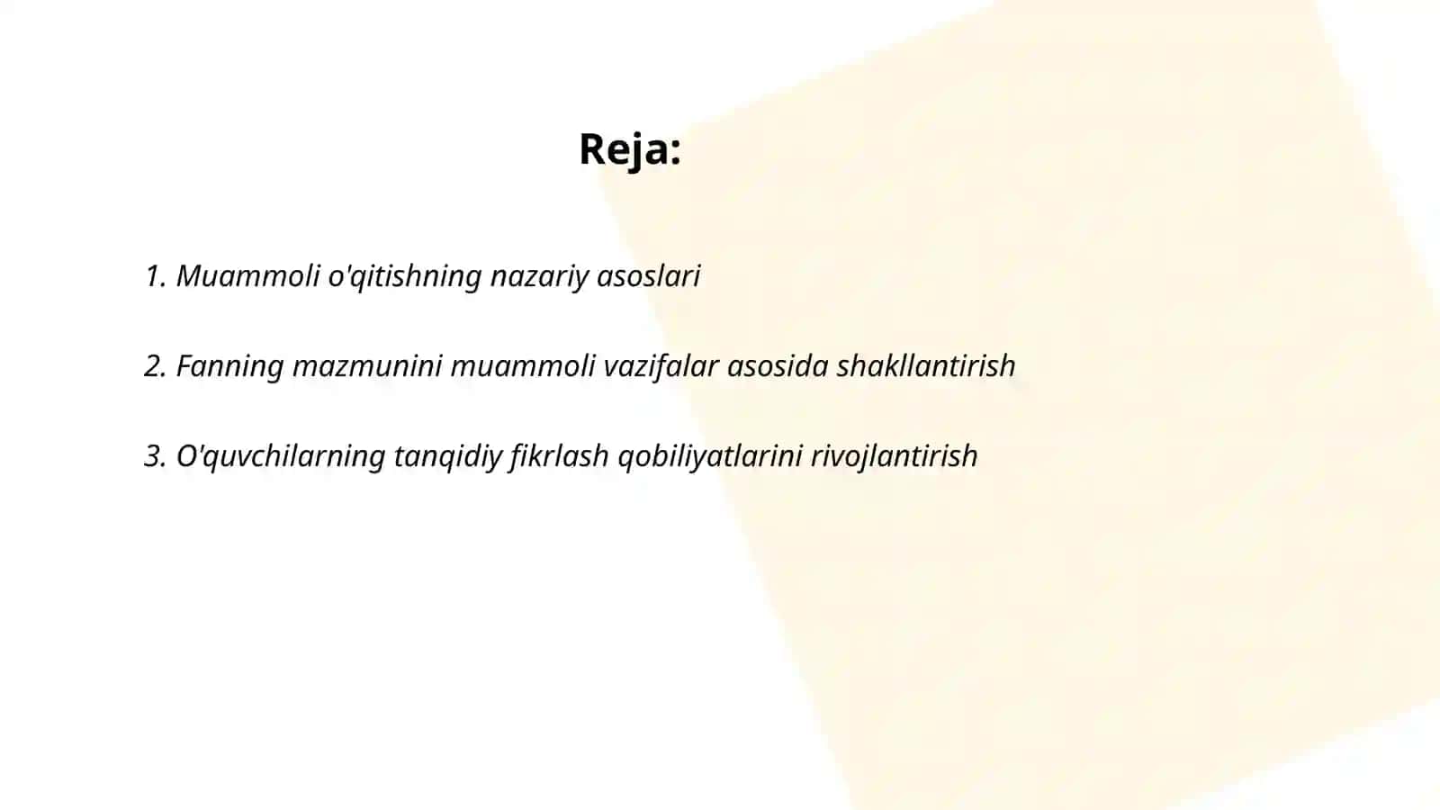 Muammoli o'qitishning nazariy asoslari 2