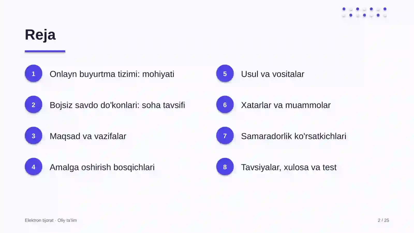 Elektron tijorat · Oliy ta'lim 2