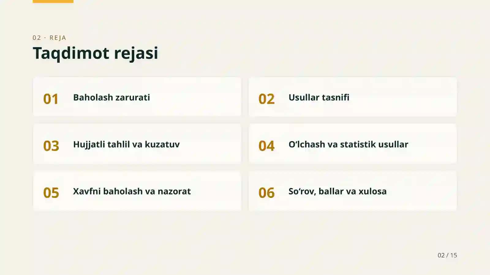 Ishlab chiqarish korxonalarida mehnat muhofazasi tizimini baholash usullari 2
