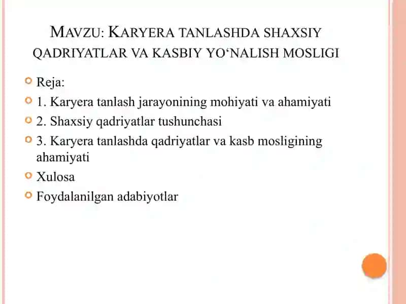 Karyera tanlashda shaxsiy qadriyatlar va kasbiy yo‘nalish mosligi 2