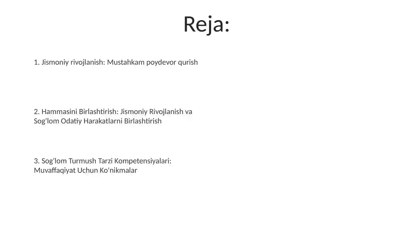 Jismoniy rivojlanish va sog'lom turmush tarzini shakllantirish kompetensiyalari 2