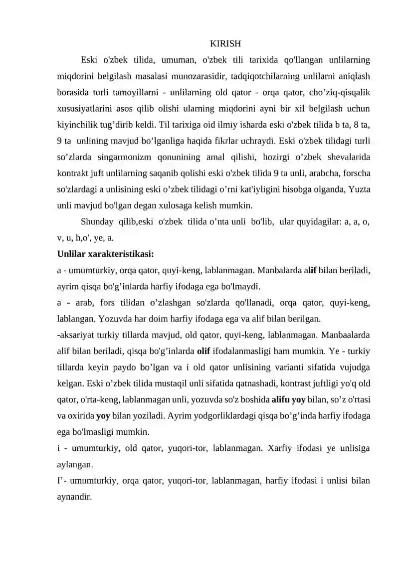 Eski o'zbek tilida unlilar tizimi 2