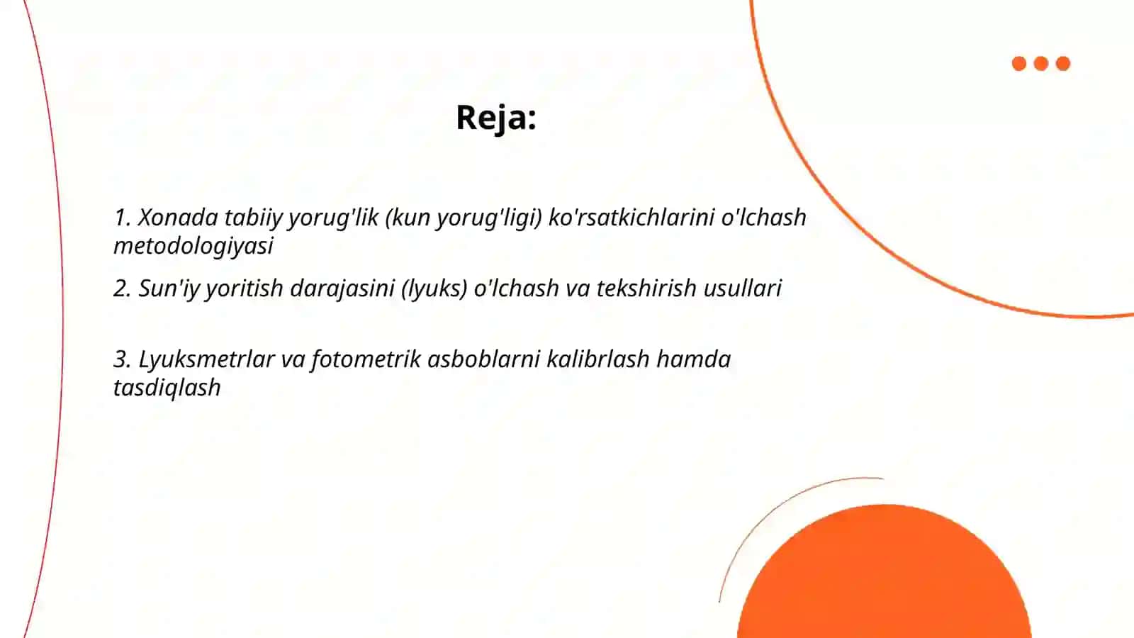Xonalarning tabiiy va sun'iy yoritilganlik korsatkichlarini tekshirish va baholash 2
