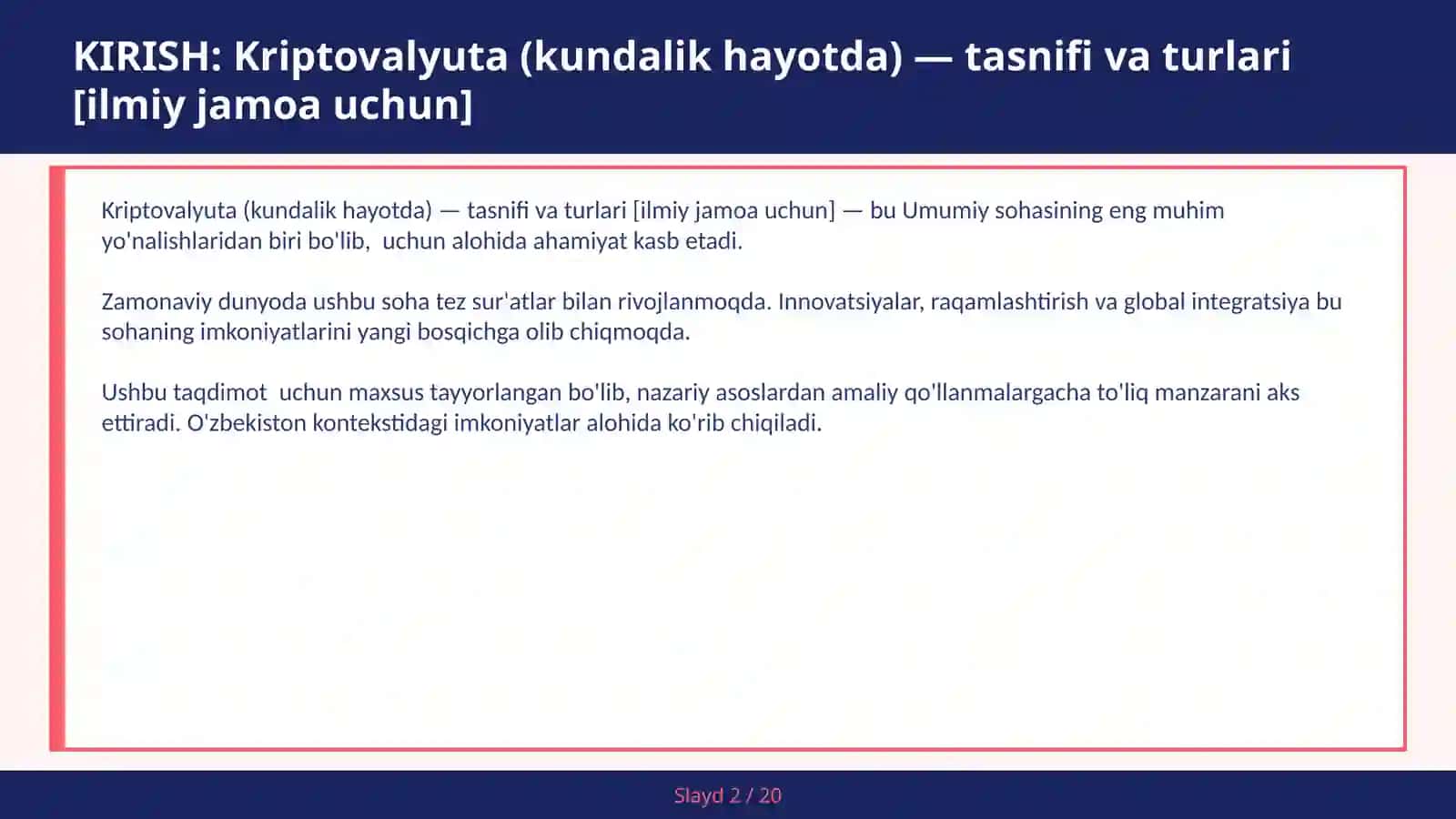Kriptovalyuta (kundalik hayotda) — tasnifi va turlari [ilmiy jamoa uchun] 2