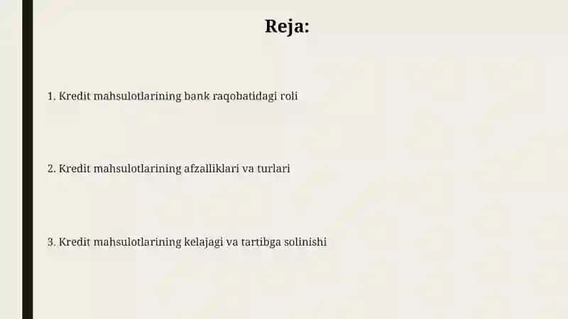 Kredit mahsulotlarining bank raqobatidagi roli 2