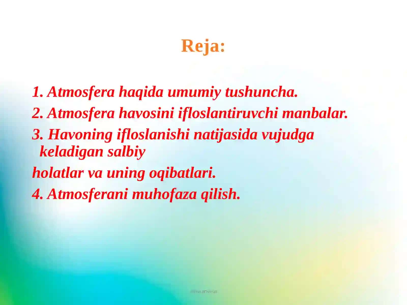 Atmosfera havosini ifloslantiruvchi manbalar 2
