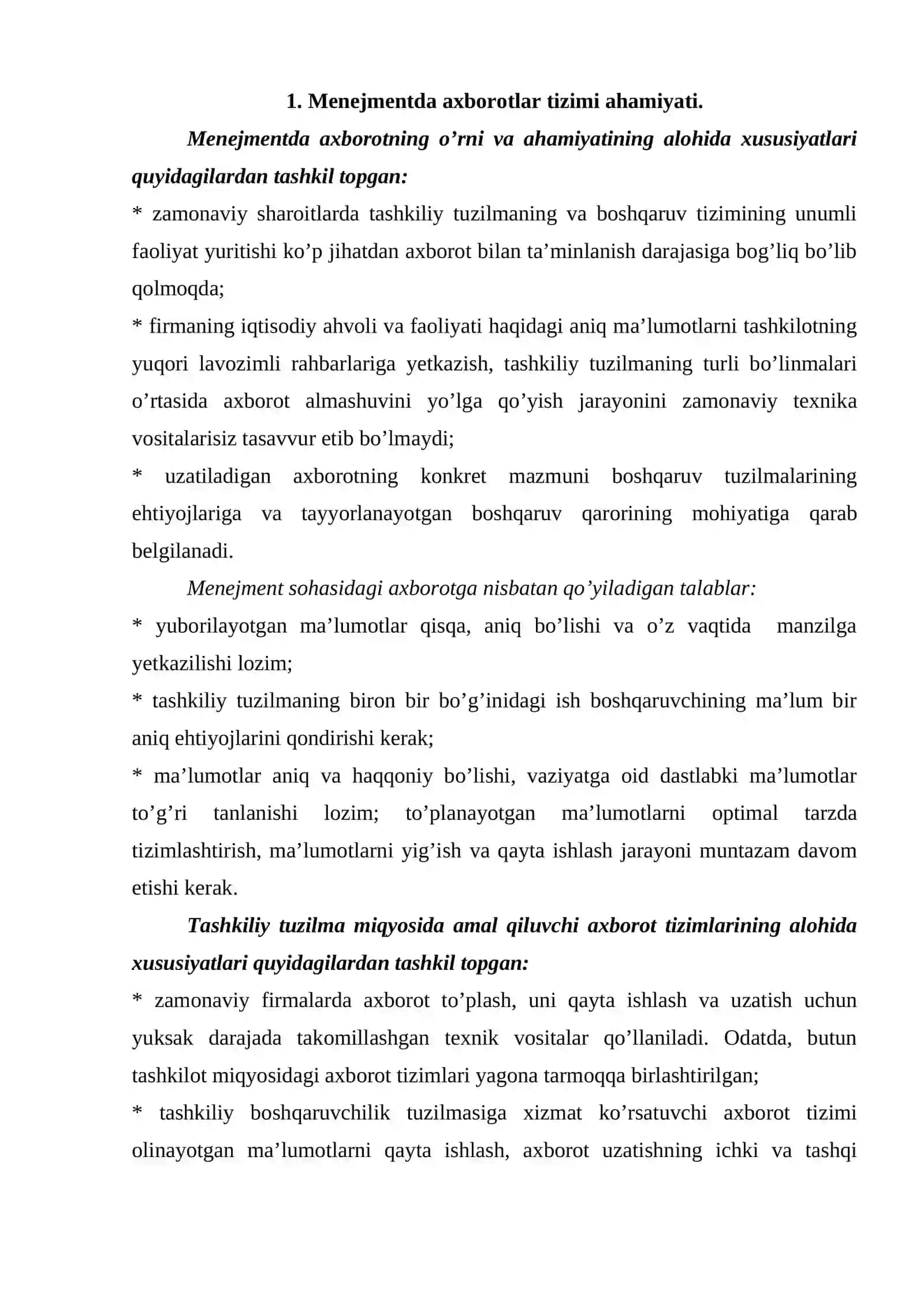 Menejmentda axborotlar tizimi ahamiyati 2