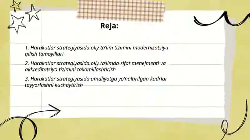 Harakatlar strategiyasida oliy taʼlim sifatini oshirish 2