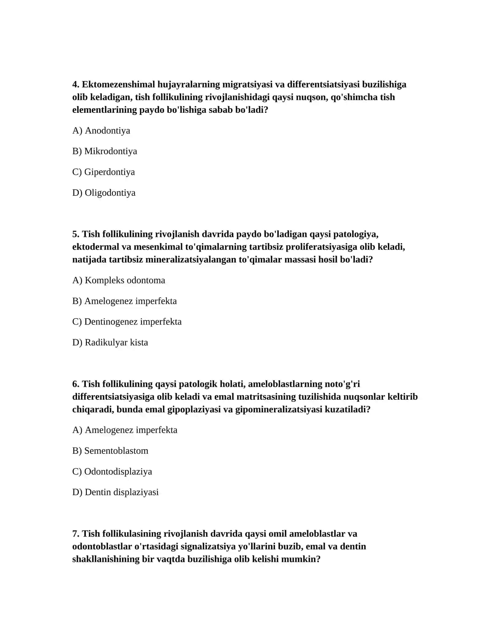 Tish to’qimalarining follikulyar rivojlanish davrida yuzaga keladigan shikastlanishlar 2