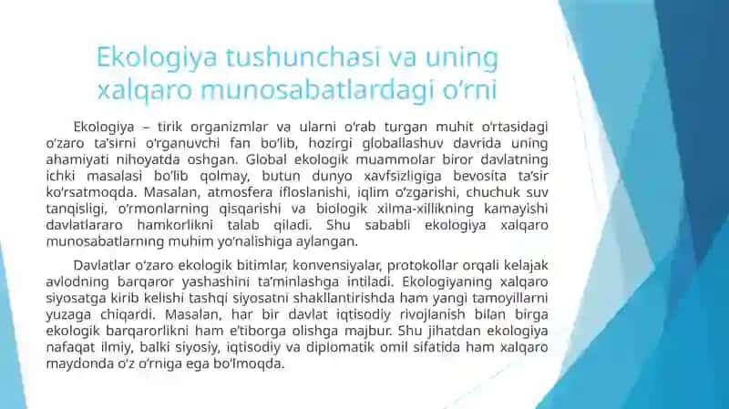Ekologiya va halqaro munosabatlar 2