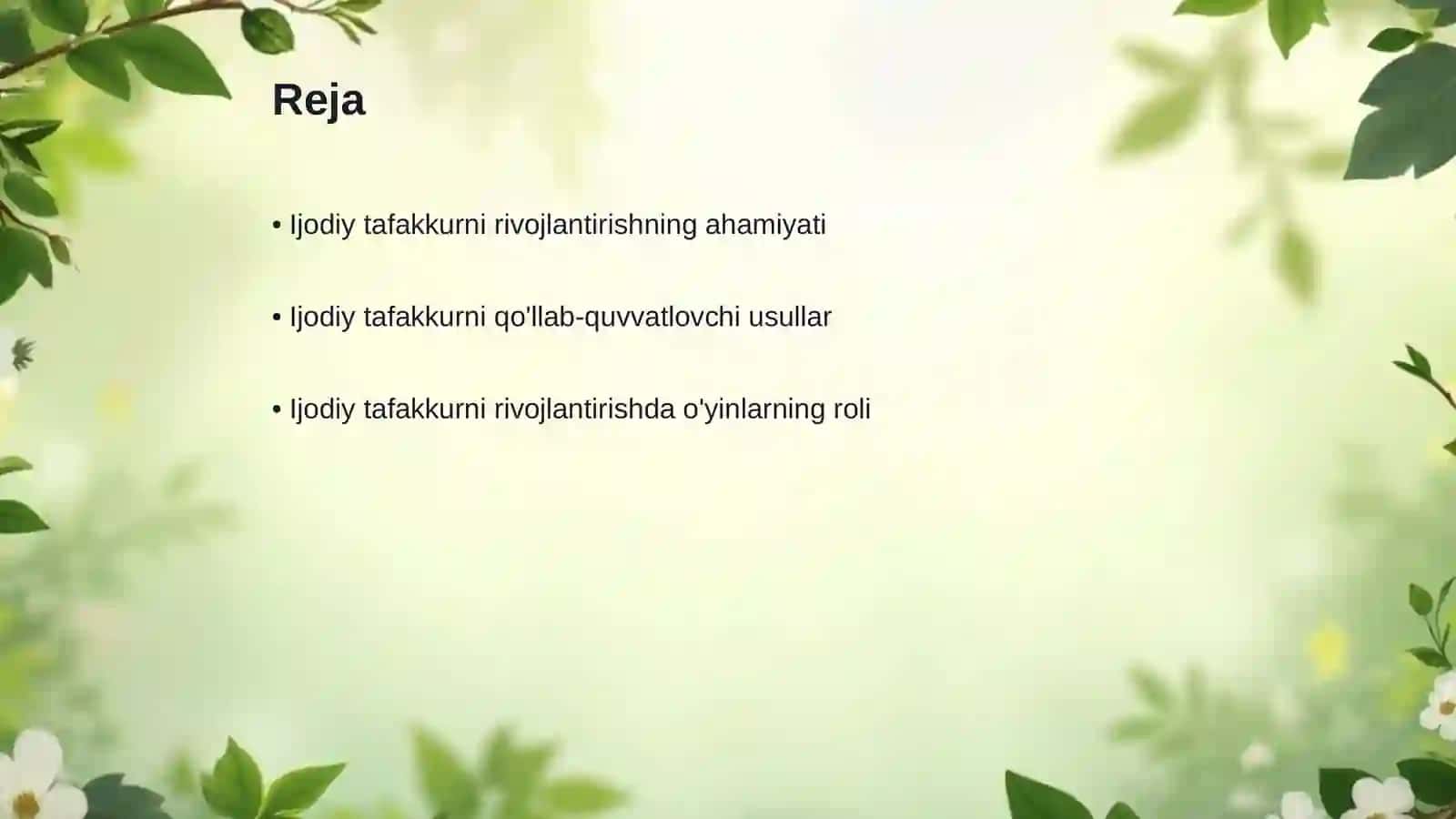 Ijodiy tafakkurni rivojlantirish usullari 2