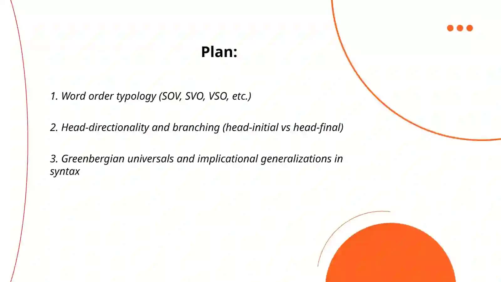 Syntactic typology 2