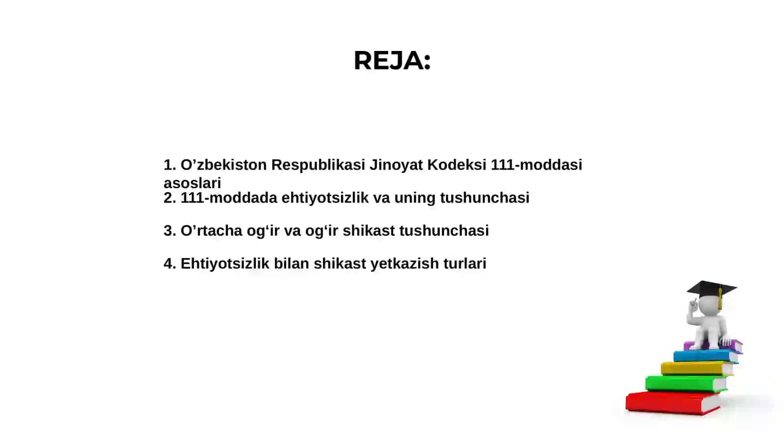 Oʼzbekiston respublikasi jinoyat kodeksi 111 modda Ehtiyotsizlik orqasidan badanga oʻrtacha ogʻir yoki ogʻir shikast yetkazish 2