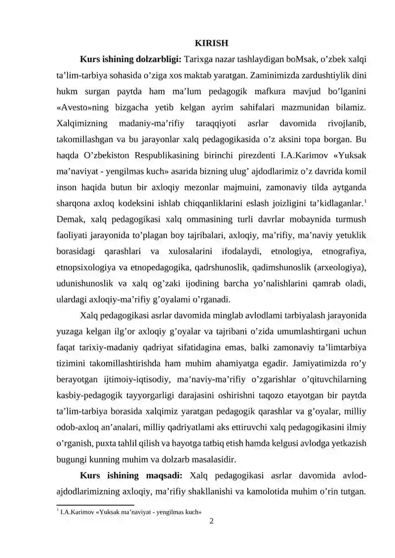 O’zbek xalq pedagogikasi va islom ta’limotida ijtimoiy pedagogik g’oyalar 2