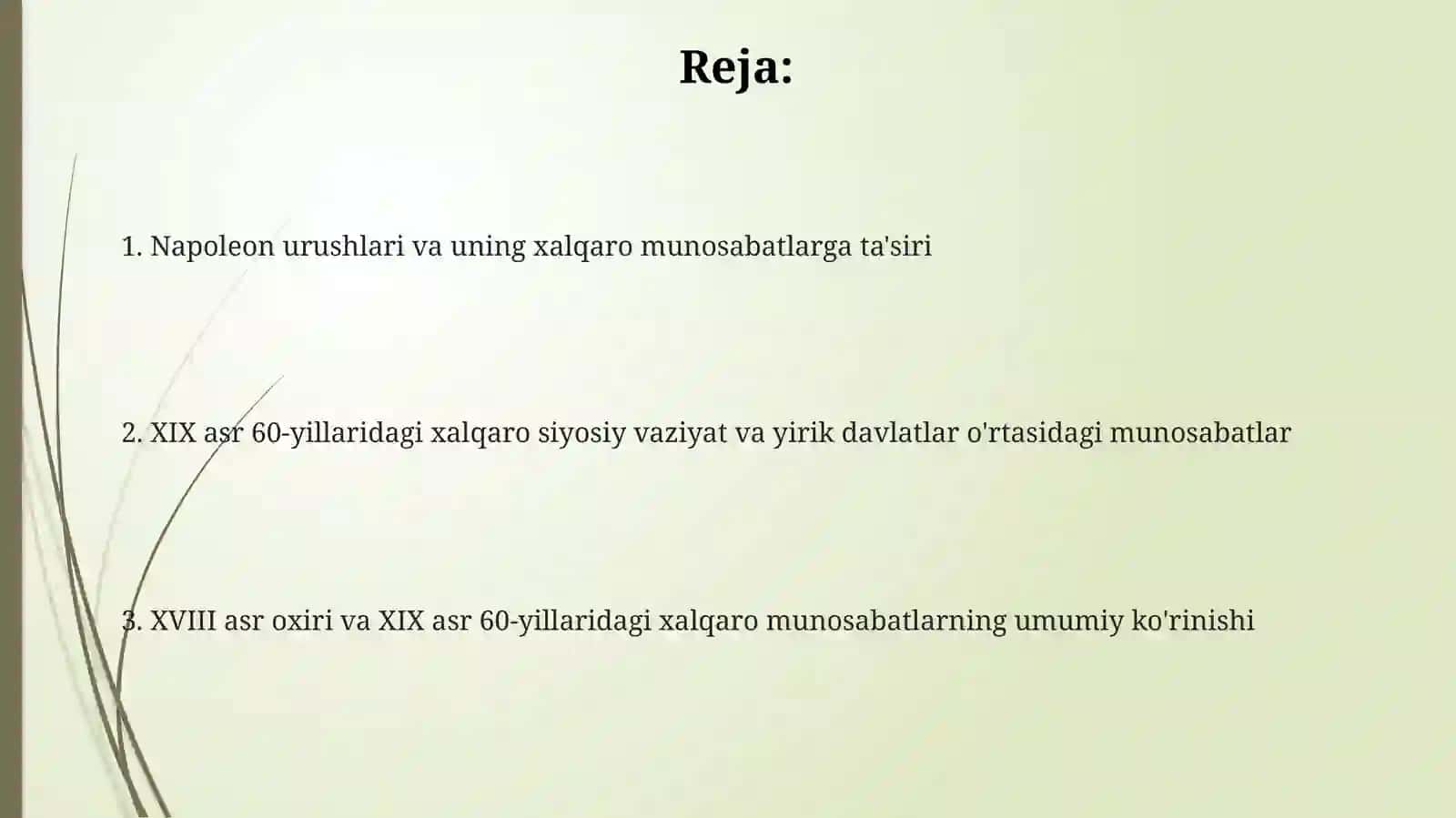 Jahonda XVIII asr oxiri XIX asr 60-yillaridagi xalqaro munosabatlar 2