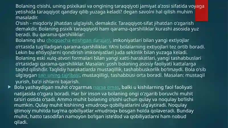 D. B. Elkoning rivojlanishni davrlashtirish va yoshga oid dinamikasi haqidagi tushunchalar 2