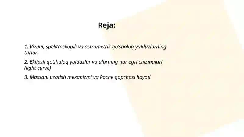 Qoʻshaloq yulduzlar.Nostatsionar yulduzlar 2