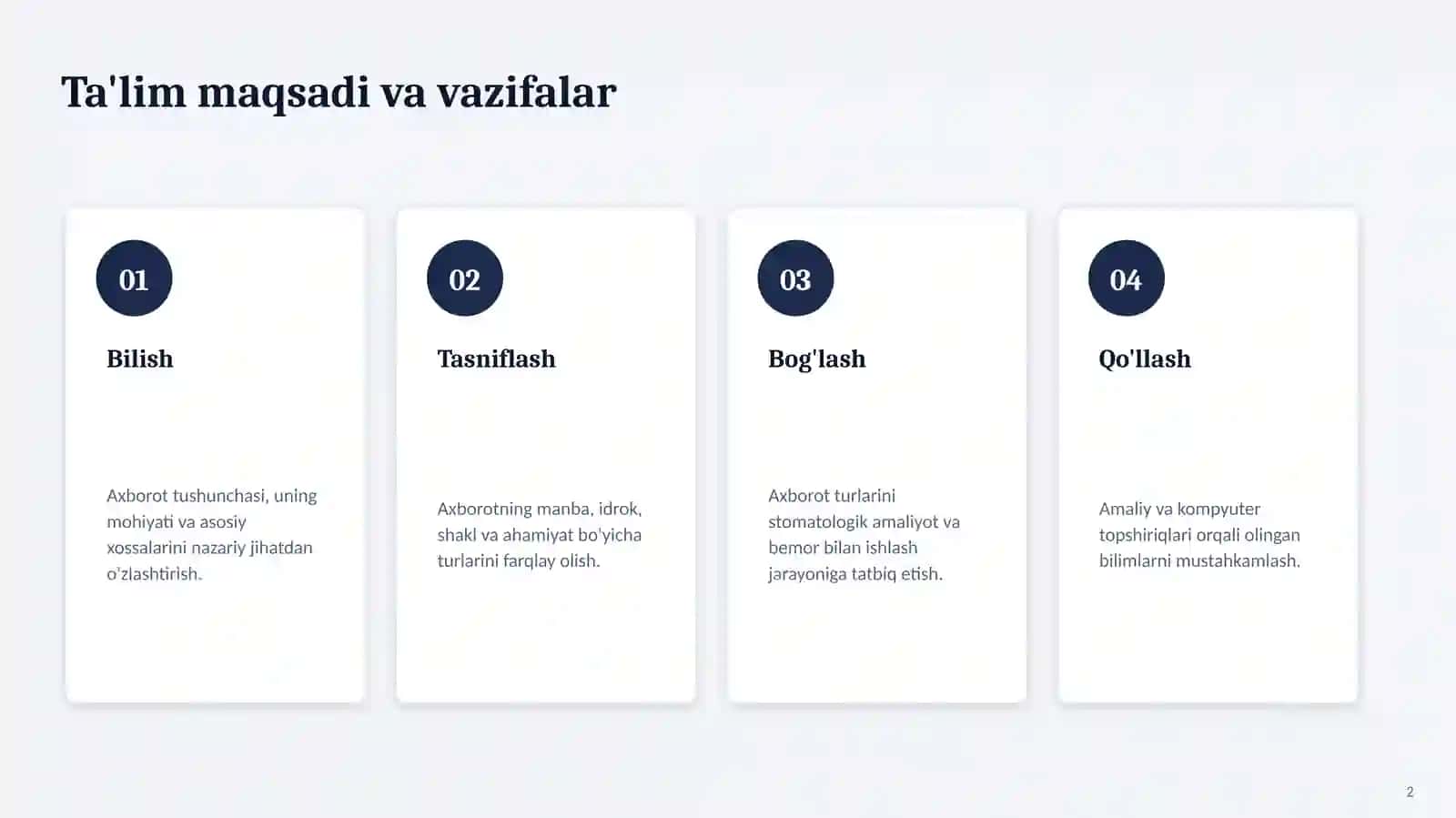 Tibbiy informatika kursi 2