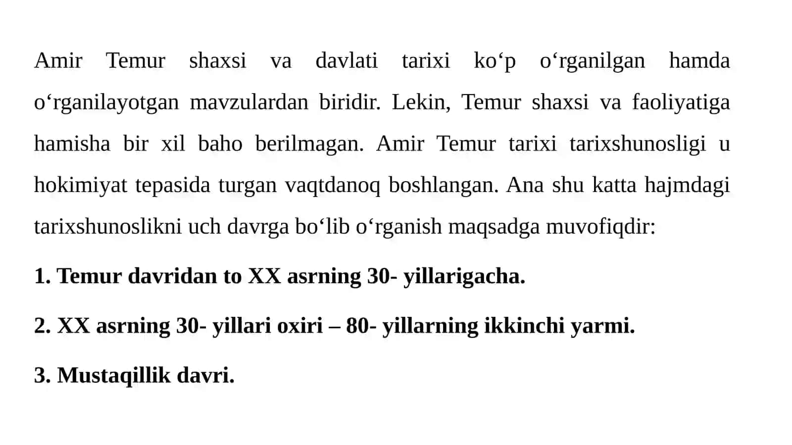 AMIR TEMUR VA TEMURIYLAR DAVRI TARIXSHUNOSLIGI 2