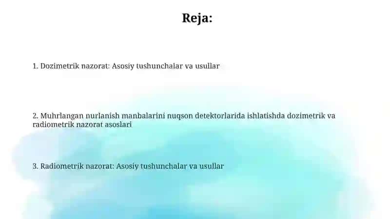 DPMlarda INMlardan foydalanilganda dozimetrik va radiometrik nazorat o'tkazishning asoslari 2