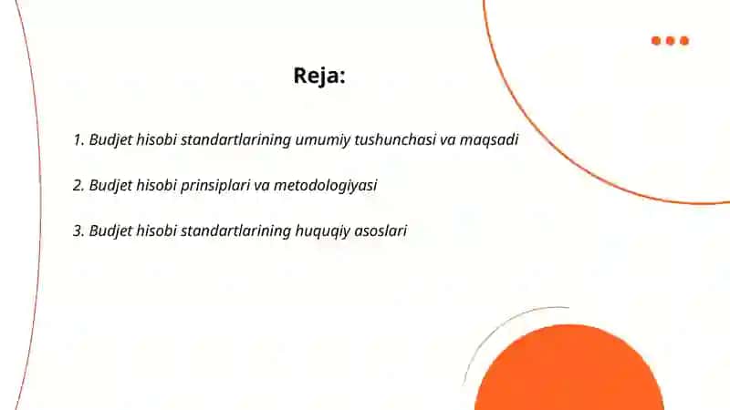 Budjet hisobi standartlari va ularning mazmuni 2