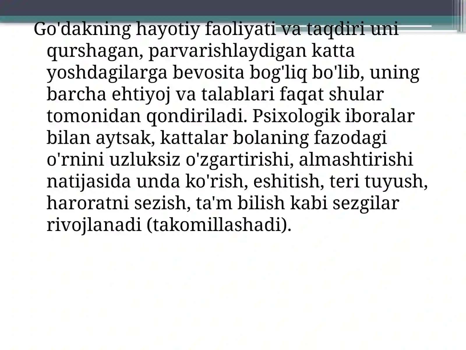 Go’daklik,ilkbolalikdavriningpsixologikxususiyatlari 2