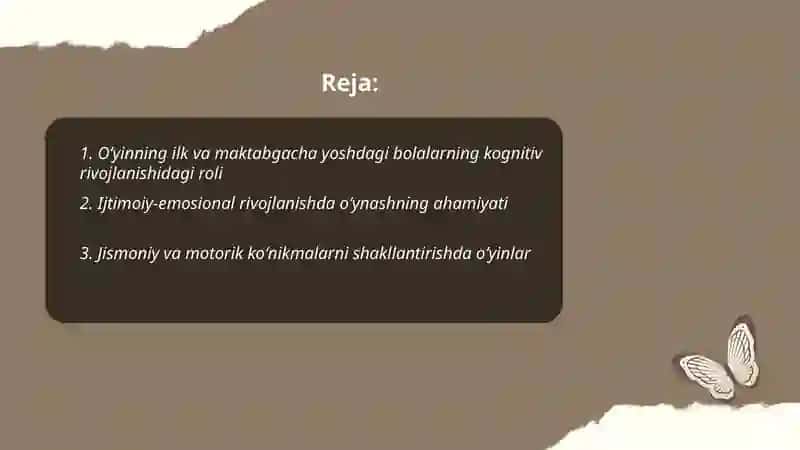 Oʻyini ilk va maktabgacha yoshdagi bolalar hayotida yetakchi faoliyat sifatida 2