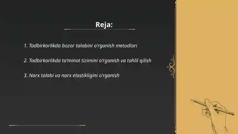 Tadbirkorlikda talab va taklifni o'rganish 2