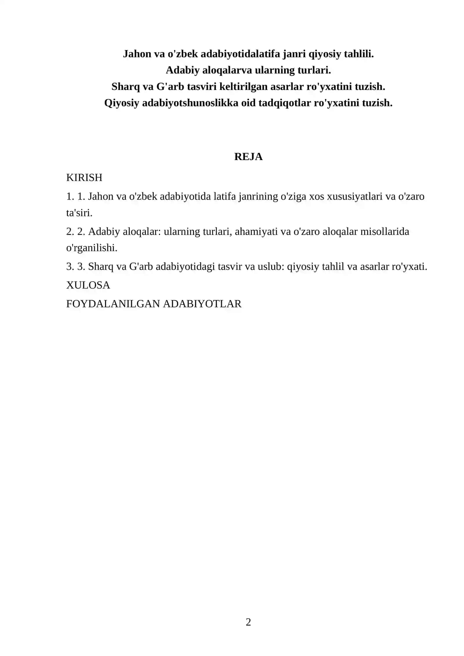 Jahon va o'zbek adabiyotida latifa janri qiyosiy tahlili 2