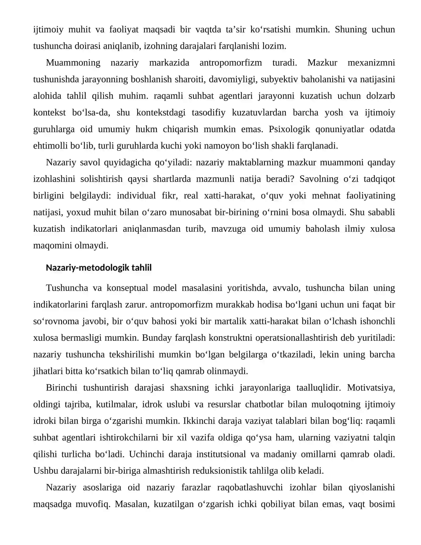 CHATBOTLAR BILAN MULOQOTNING IJTIMOIY IDROKI — NAZARIY ASOSLARI 2