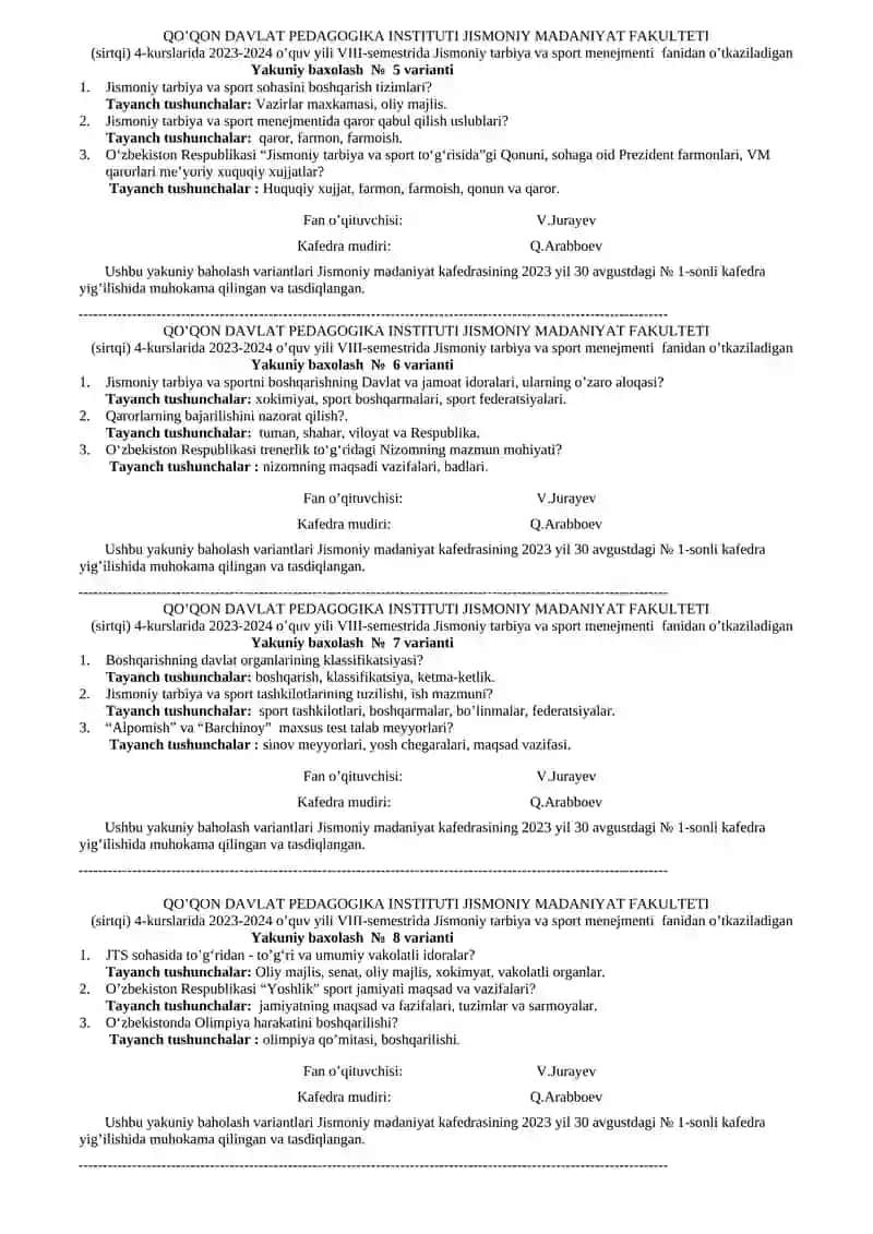 Yakuniy baxolash № 1 varianti 2