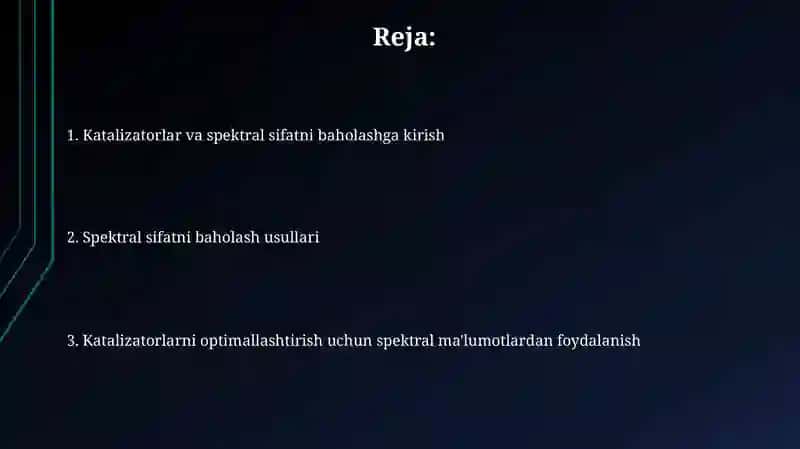 Spektrskopiya sifatini baholavchi katalaiklar 2