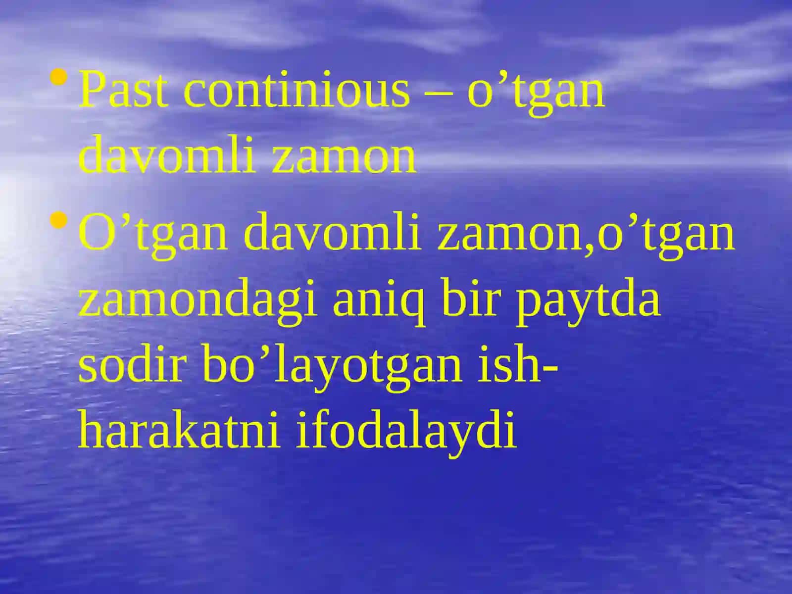 Past Continious – O'tganda Vomlizamon 2