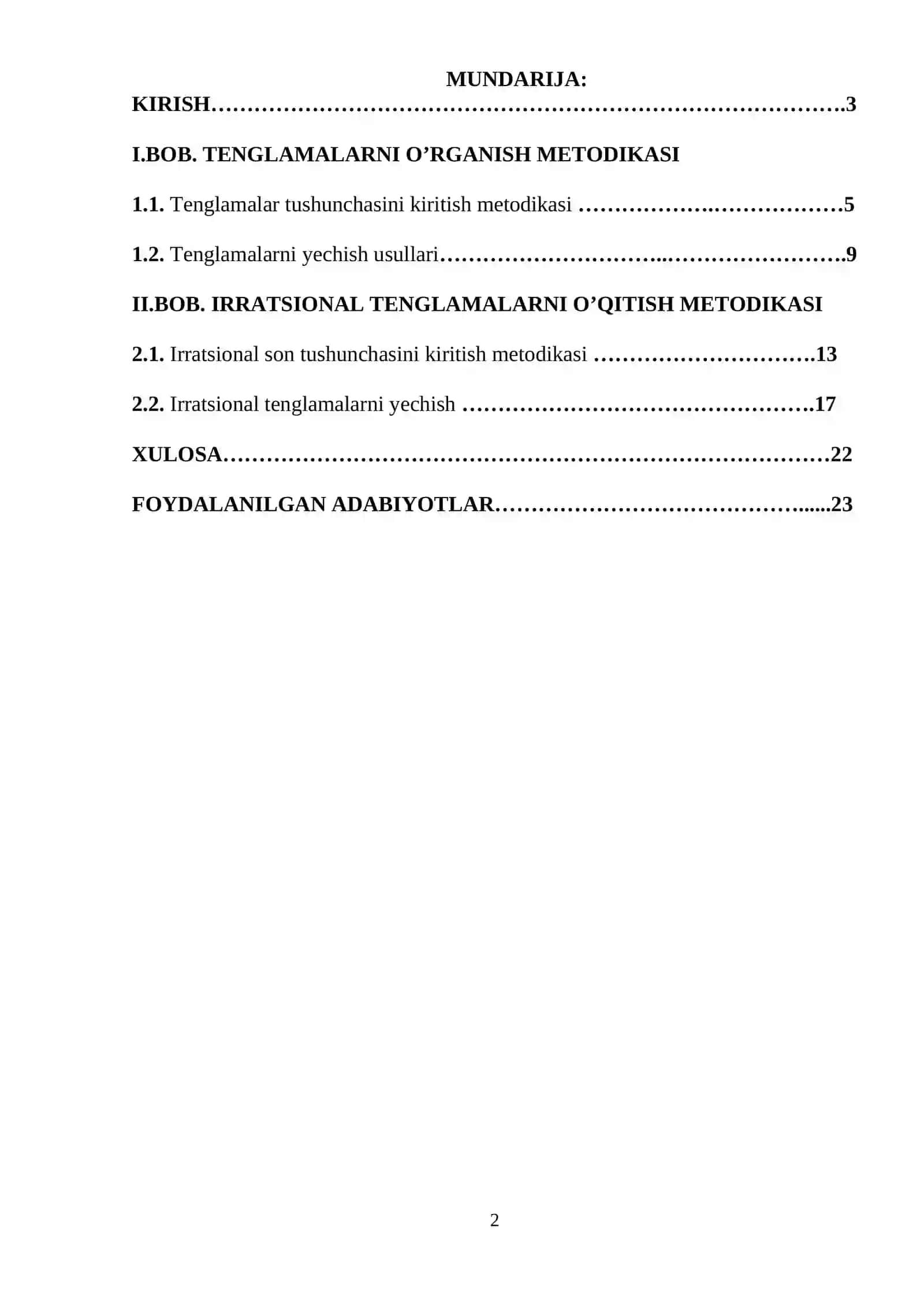 UMUMIY O'RTA TA'LIM MAKTABLARIDA SODDA IRRATSIONAL TENGLAMALARNI YECHISH METODIKASI 2