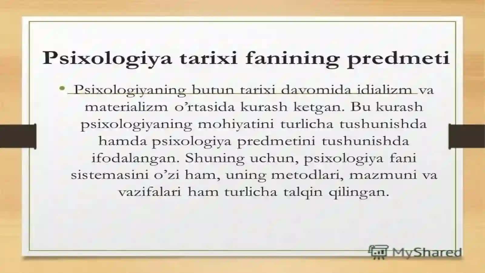 PSIXOLOGIYA FANINING PREDMETI VA RIVOJLANISH TARIXI 2